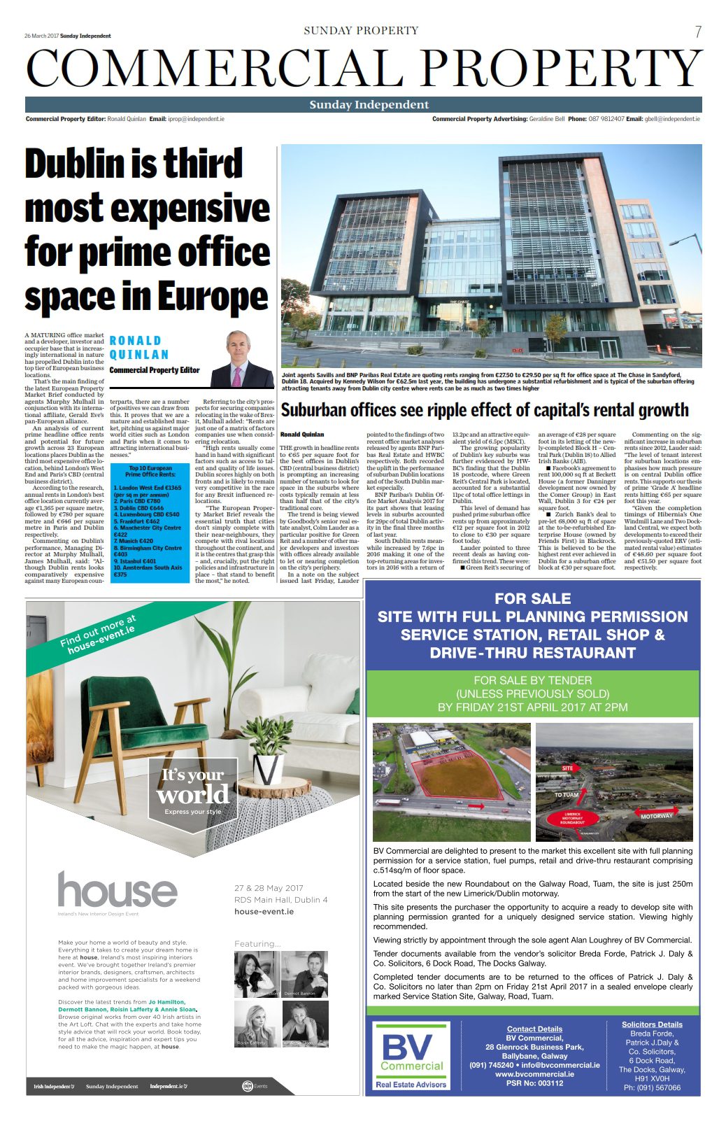 Dublin is third most expensive for prime office space in Europe