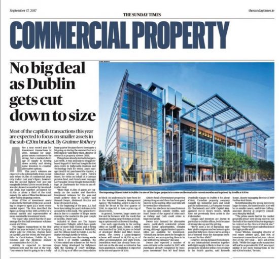 This year’s Investment transactions to focus on smaller assets.